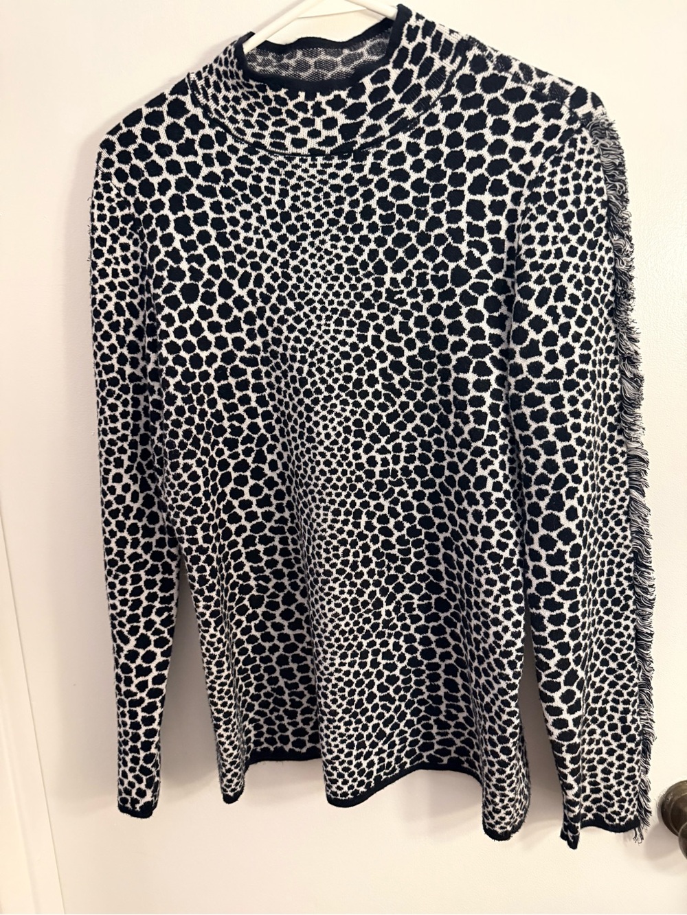 INC International Concepts Black and White Animal-Print Long Sleeve Top